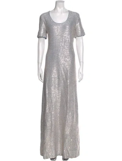 Pre-owned St John Scoop Neck Long Dress In Multi