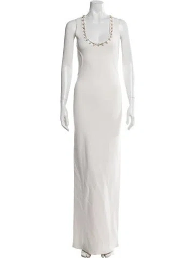 Pre-owned St John Scoop Neck Long Dress In Neutral
