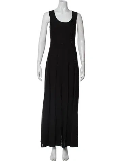 Pre-owned St John Scoop Neck Long Dress W/ Tags In Black