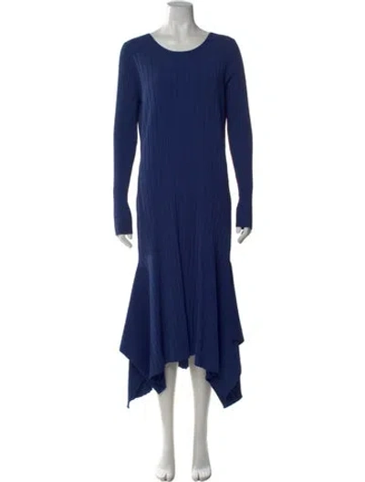Pre-owned St John Scoop Neck Long Dress W/ Tags In Blue