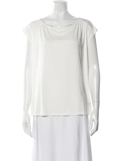 Pre-owned St John Scoop Neck Long Sleeve Top W/ Tags In Neutral