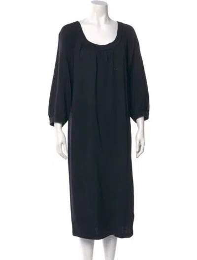 Pre-owned St John Scoop Neck Midi Length Dress In Black