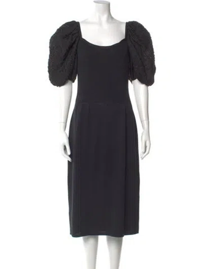Pre-owned St John Scoop Neck Midi Length Dress In Black
