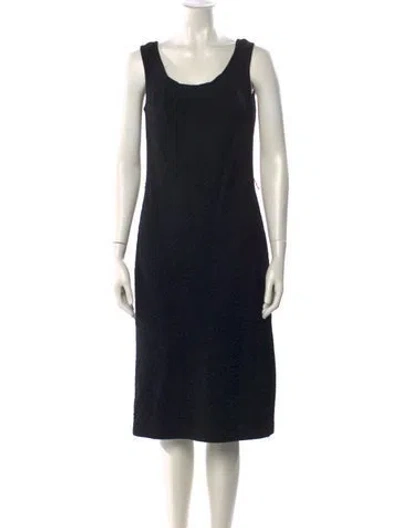 Pre-owned St John Scoop Neck Midi Length Dress In Black