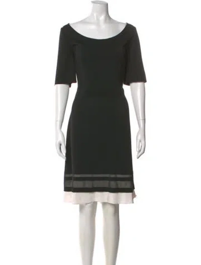 Pre-owned St John Scoop Neck Midi Length Dress In Black