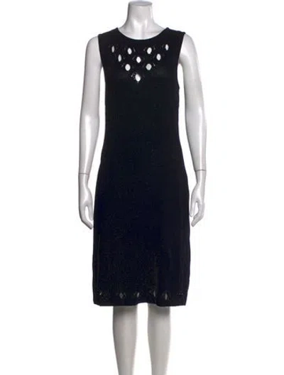Pre-owned St John Scoop Neck Midi Length Dress In Black
