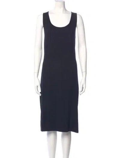 Pre-owned St John Scoop Neck Midi Length Dress In Blue