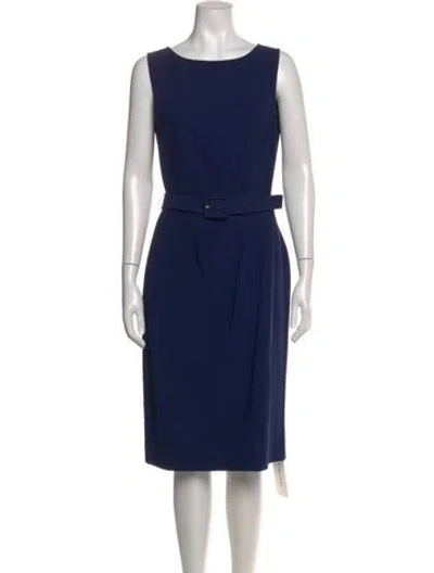 Pre-owned St John Scoop Neck Midi Length Dress In Blue