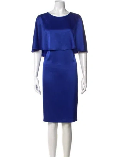 Pre-owned St John Scoop Neck Midi Length Dress In Blue