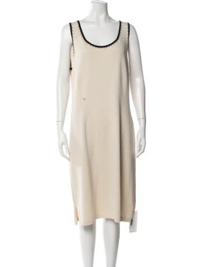 Pre-owned St John Scoop Neck Midi Length Dress In Brown