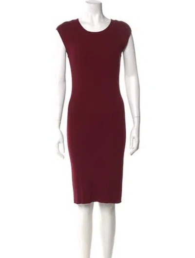 Pre-owned St John Scoop Neck Midi Length Dress In Burgundy