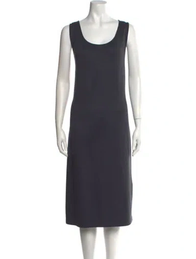 Pre-owned St John Scoop Neck Midi Length Dress In Gray