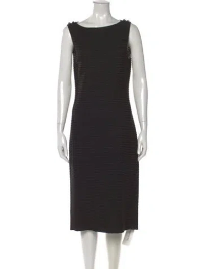 Pre-owned St John Scoop Neck Midi Length Dress In Gray