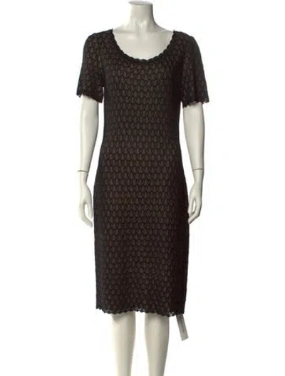 Pre-owned St John Scoop Neck Midi Length Dress In Multi