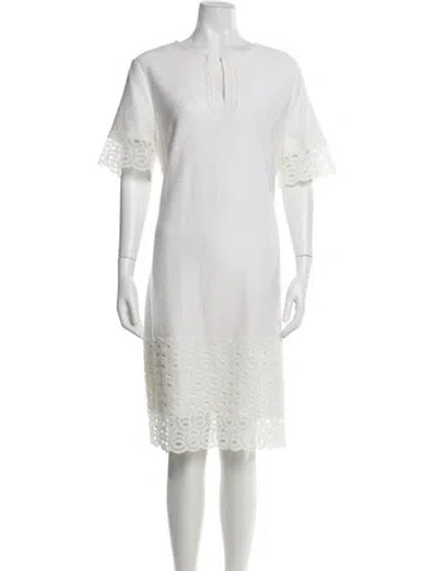 Pre-owned St John Scoop Neck Midi Length Dress In Neutral