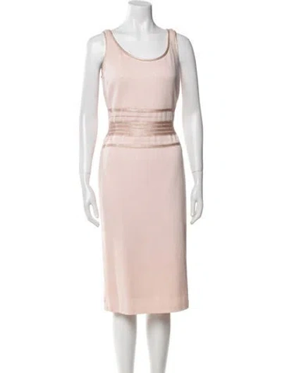Pre-owned St John Scoop Neck Midi Length Dress In Pink