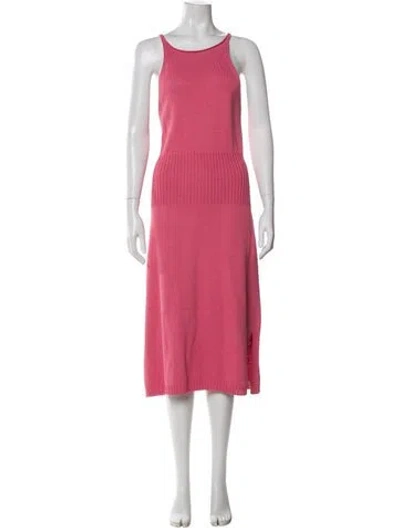 Pre-owned St John Scoop Neck Midi Length Dress In Pink