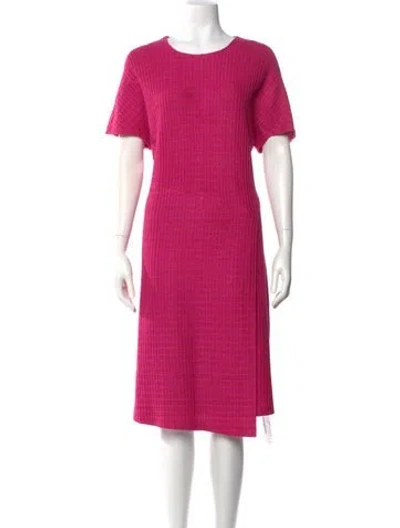 Pre-owned St John Scoop Neck Midi Length Dress In Pink
