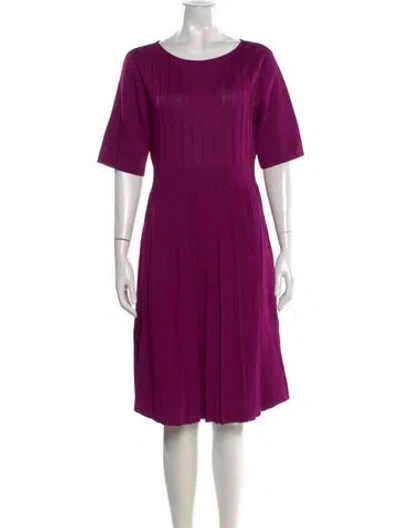 Pre-owned St John Scoop Neck Midi Length Dress In Purple