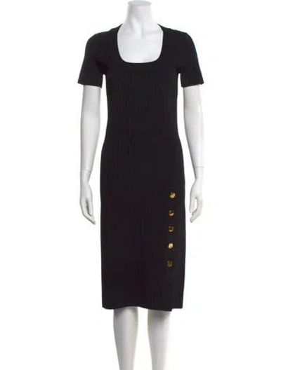 Pre-owned St John Scoop Neck Midi Length Dress W/ Tags In Black