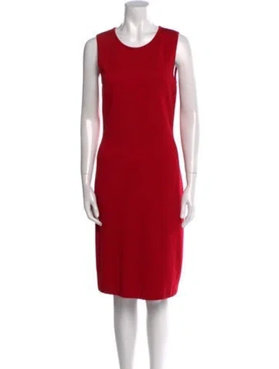 Pre-owned St John Scoop Neck Midi Length Dress W/ Tags In Red