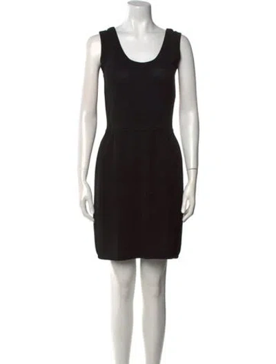 Pre-owned St John Scoop Neck Mini Dress In Black