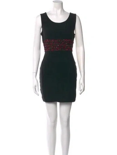 Pre-owned St John Scoop Neck Mini Dress In Black