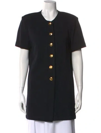 Pre-owned St John Scoop Neck Mini Dress In Black