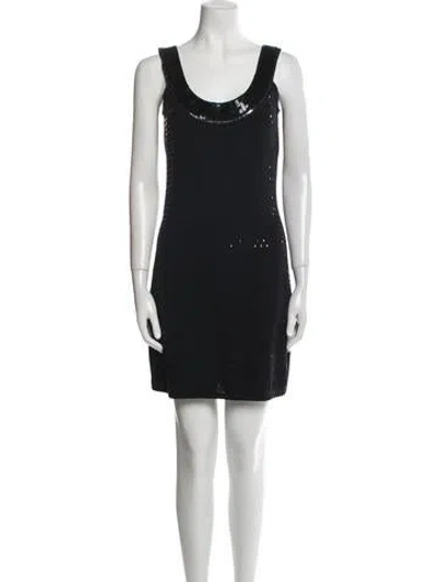 Pre-owned St John Scoop Neck Mini Dress In Black