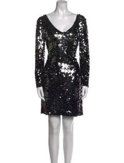 Pre-owned St John Scoop Neck Mini Dress In Black