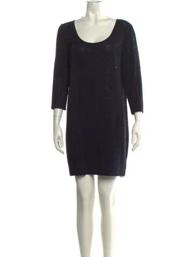 Pre-owned St John Scoop Neck Mini Dress In Black