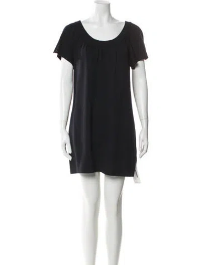 Pre-owned St John Scoop Neck Mini Dress In Black