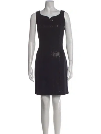 Pre-owned St John Scoop Neck Mini Dress In Black
