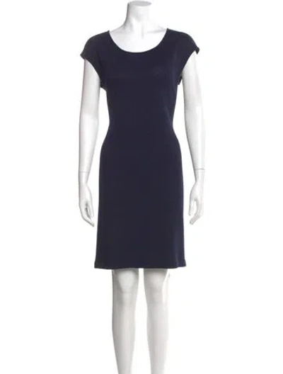 Pre-owned St John Scoop Neck Mini Dress In Blue