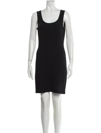 Pre-owned St John Scoop Neck Mini Dress In Blue