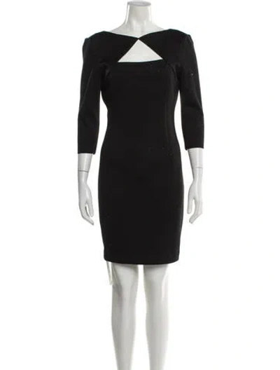 Pre-owned St John Scoop Neck Mini Dress In Gray