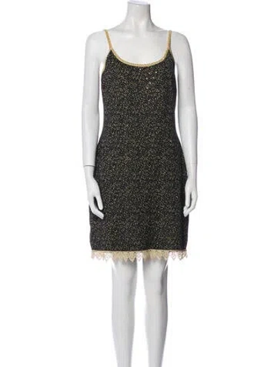 Pre-owned St John Scoop Neck Mini Dress In Multi