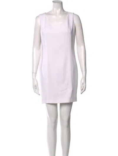 Pre-owned St John Scoop Neck Mini Dress In Neutral