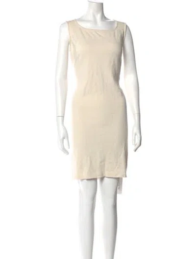 Pre-owned St John Scoop Neck Mini Dress In Neutral