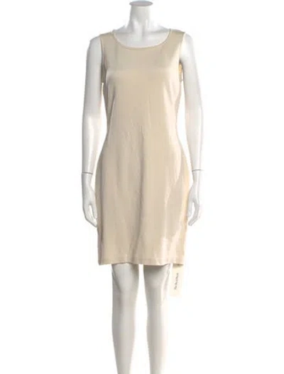 Pre-owned St John Scoop Neck Mini Dress In Neutral