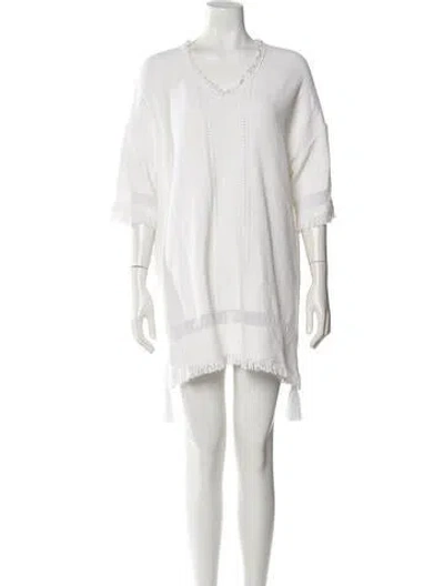 Pre-owned St John Scoop Neck Mini Dress In Neutral