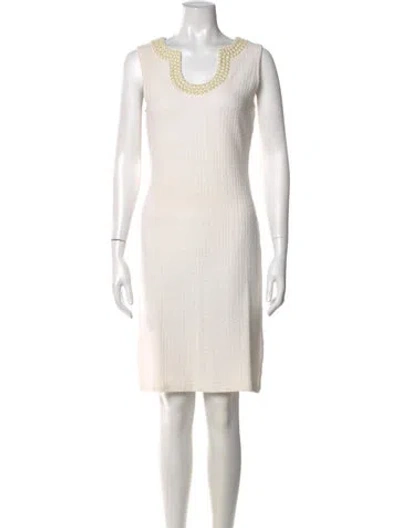 Pre-owned St John Scoop Neck Mini Dress In Neutral