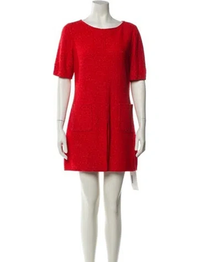 Pre-owned St John Scoop Neck Mini Dress In Orange