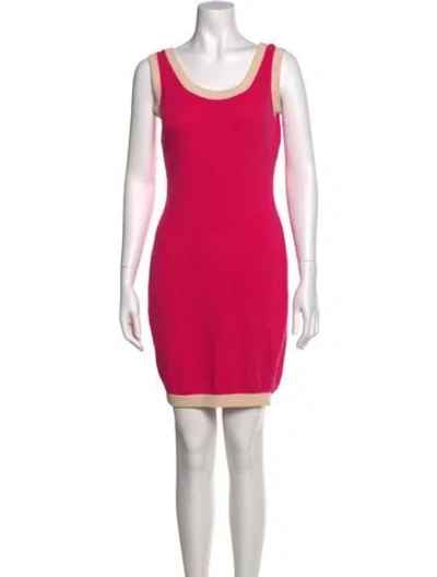 Pre-owned St John Scoop Neck Mini Dress In Pink