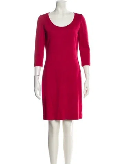 Pre-owned St John Scoop Neck Mini Dress In Red