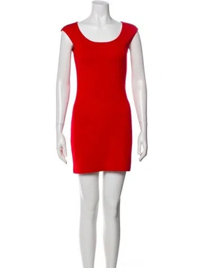 Pre-owned St John Scoop Neck Mini Dress In Red