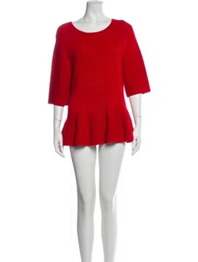 Pre-owned St John Scoop Neck Mini Dress In Red
