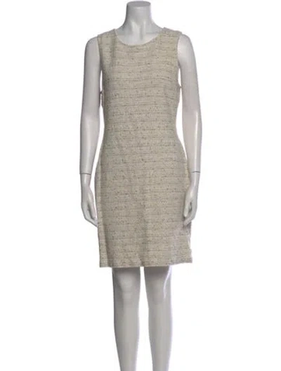 Pre-owned St John Scoop Neck Mini Dress In White