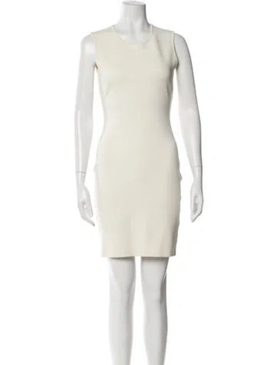 Pre-owned St John Scoop Neck Mini Dress In White