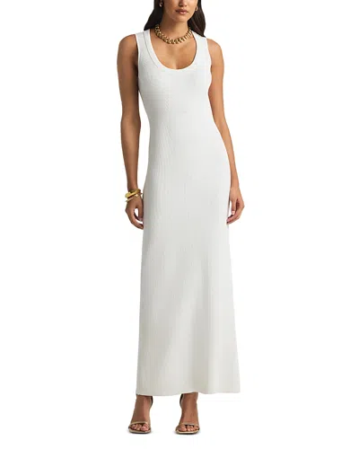 St John Scoop Neck Rib Knit Dress In Ivory